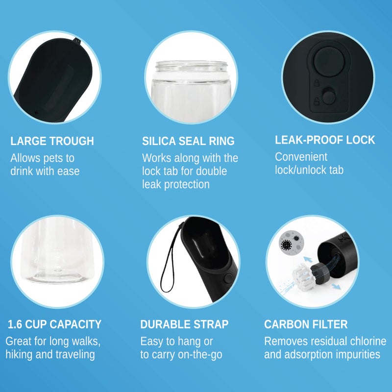 Pets First Portable PET Travel DOG on-the-go CAT WATER BOTTLE. Best Leak-Proof Water fountain for small cats, dogs. 12oz - Image 4